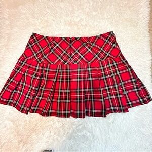Royal Bones Mini Red Pleated Plaid Skirt Women’s Size XL Hot Topic